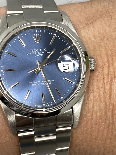 rolex oyster perpetual 34 date blue|Rolex 34mm vs 36mm.